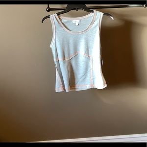 Sleeveless, thin gray fabric, peach thread